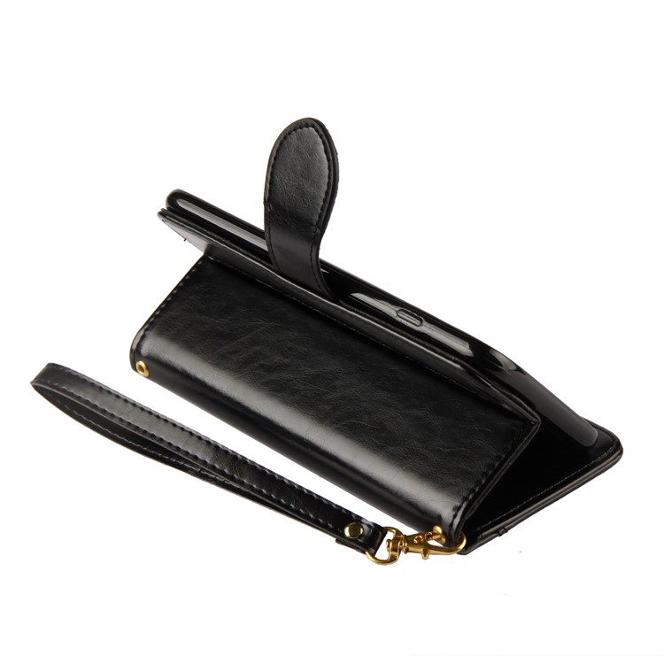 Laser Carving Pattern Retro PU Leather Wallet Stand Case with Strap for iPhone 6S Plus/6 Plus - Black-7