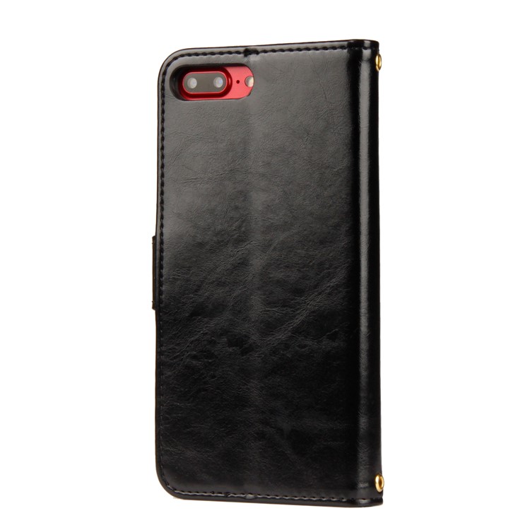 Retro Style Laser Carving Wallet Stand Leather Case for iPhone 8 Plus / 7 Plus - Black-5
