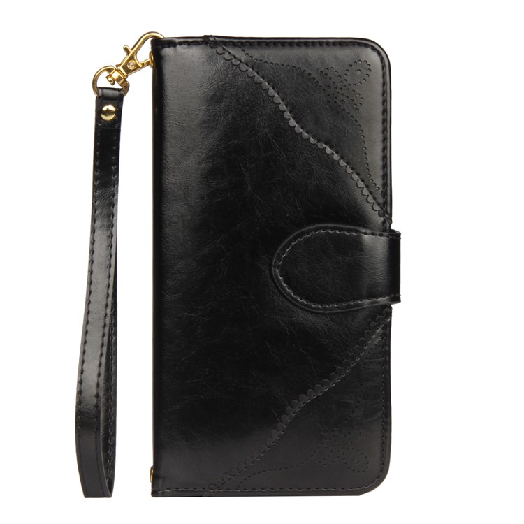 Retro Style Laser Carving Pattern Protective Flip Mobile Case Accessory with Strap for iPhone 8/7 4.7 inch - Black-2