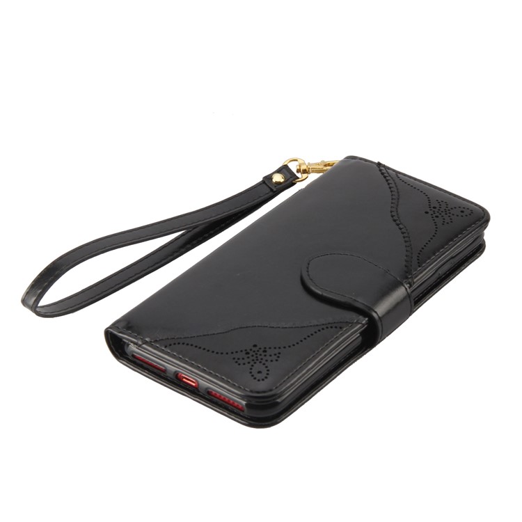Retro Style Laser Carving Pattern Protective Flip Mobile Case Accessory with Strap for iPhone 8/7 4.7 inch - Black-7