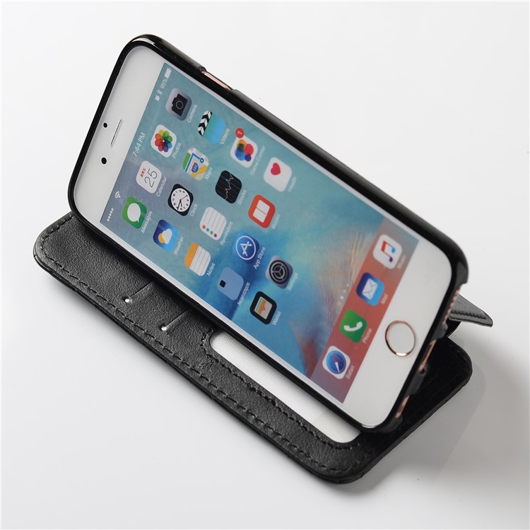Stitching Rhombus Crown Leather Stand Case with Card Slots for iPhone 6s 6 - Black-3