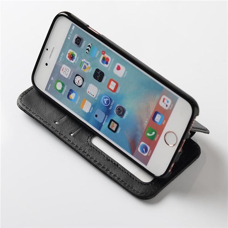 Stitching Rhombus Crown Leather Stand Case with Card Slots for iPhone 6s Plus / 6 Plus - Black-3