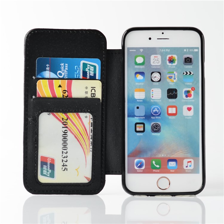 Stitching Rhombus Crown Leather Stand Case with Card Slots for iPhone 6s Plus / 6 Plus - Black-4
