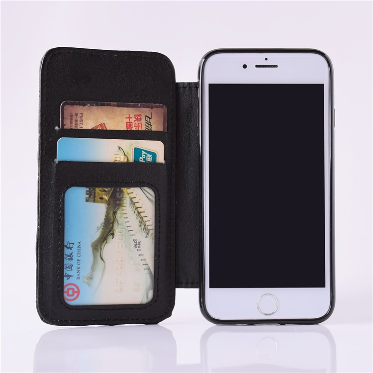 For iPhone 8/7 4.7 inch Crown Grid Pattern Leather Accessory Cover with Stand - Black-4