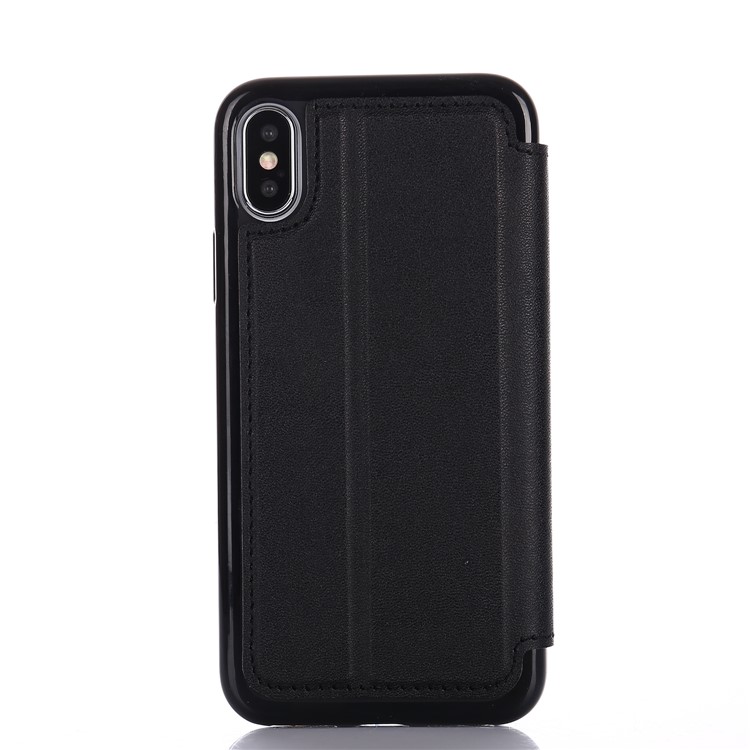 Stitching Rhombus Crown Card Holder Stand Leather Case for iPhone X 5.8inch - Black-3