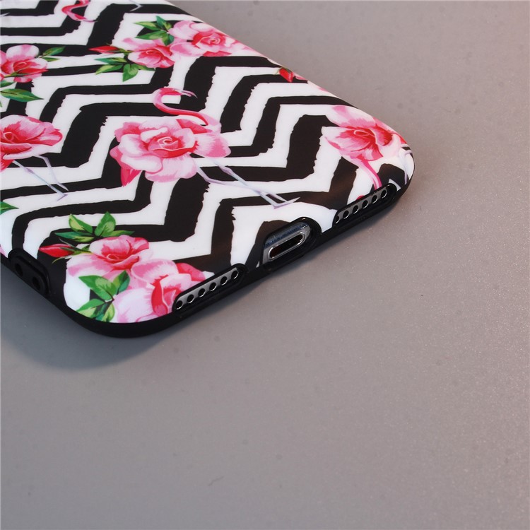 Pattern Printing IMD TPU Flexible Case for iPhone X/10 - Flamingos and Flowers-3