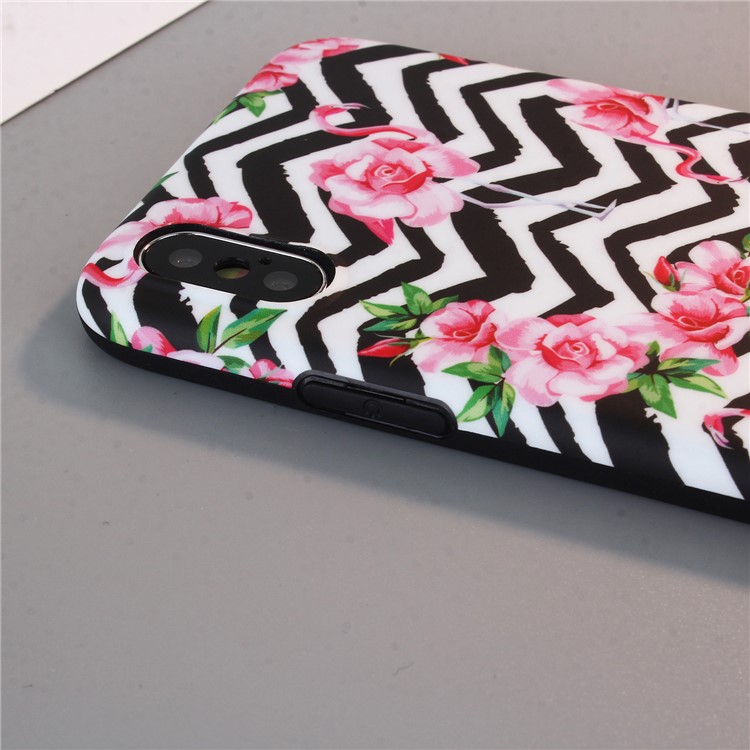 Pattern Printing IMD TPU Flexible Case for iPhone X/10 - Flamingos and Flowers-5
