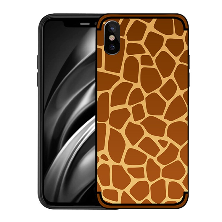 NXE Embossed Patterned Soft TPU Phone Case for iPhone X/10 - Giraffe Texture-1