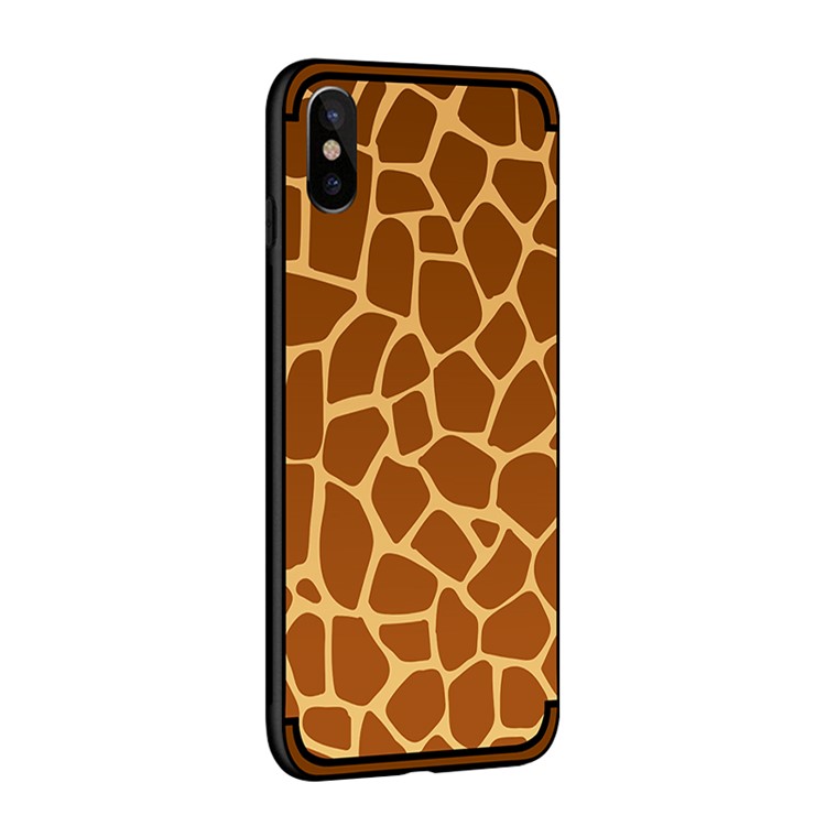 NXE Embossed Patterned Soft TPU Phone Case for iPhone X/10 - Giraffe Texture-3
