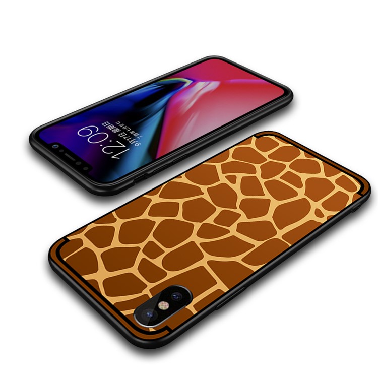 NXE Embossed Patterned Soft TPU Phone Case for iPhone X/10 - Giraffe Texture-5