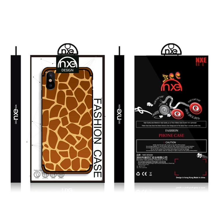 NXE Embossed Patterned Soft TPU Phone Case for iPhone X/10 - Giraffe Texture-6