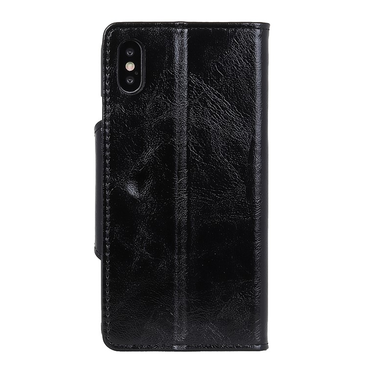 Textured PU Leather Wallet Stand Phone Case for iPhone X - Black-4