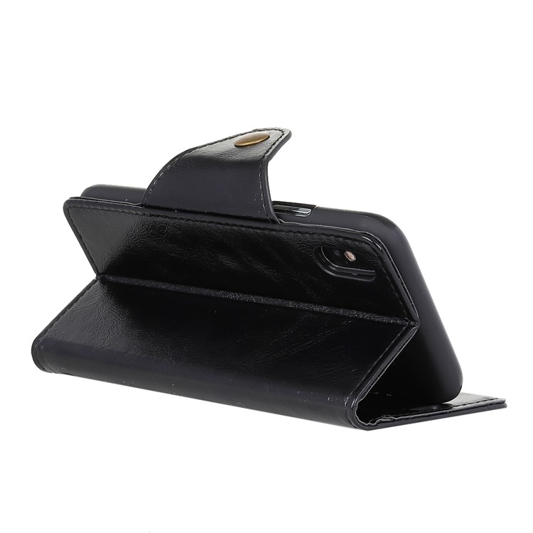 Textured PU Leather Wallet Stand Phone Case for iPhone X - Black-5