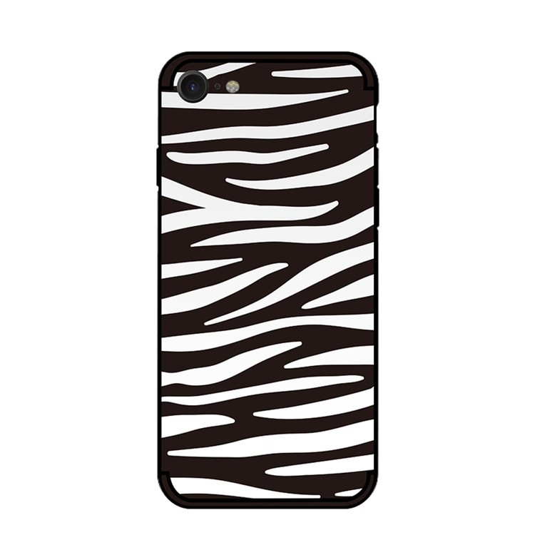 NXE Motif De Gaufrage TPU Couverture De Téléphone Portable Pour Iphone 8/7 4.7 Pouces - Motif Zèbre Blanc-1