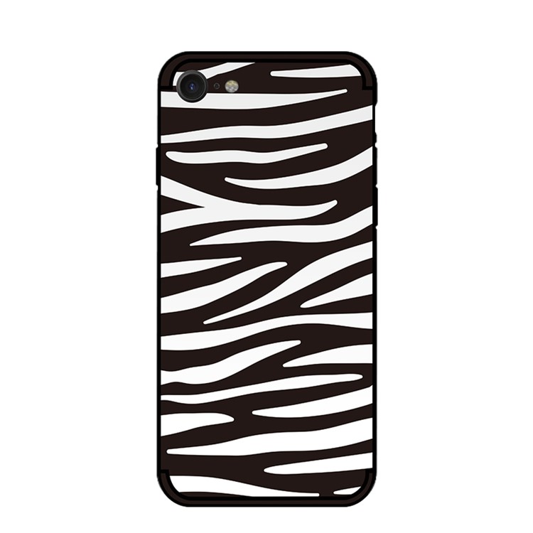 NXE Pattern Pattern TPU Celular Caple Para Iphone 7/8/SE (2022)/SE (2020) 4,7 Polegadas - Padrão de Zebra Branca