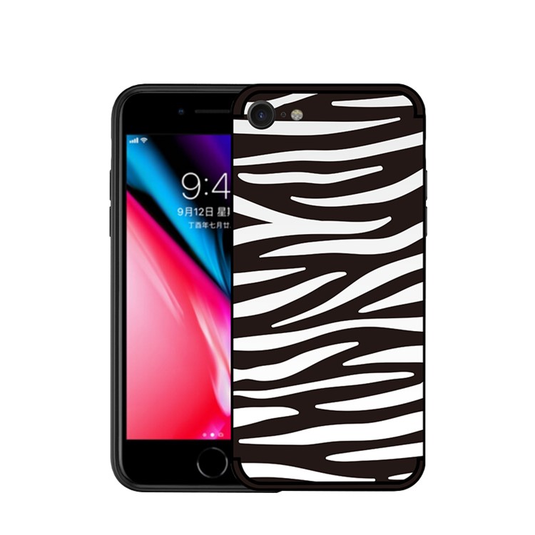 NXE Motif De Gaufrage TPU Couverture De Téléphone Portable Pour Iphone 8/7 4.7 Pouces - Motif Zèbre Blanc-4