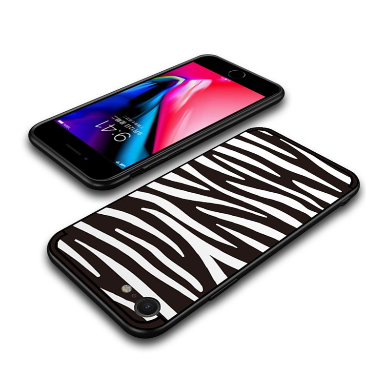 NXE Pattern Pattern TPU Celular Caple Para Iphone 7/8/SE (2022)/SE (2020) 4,7 Polegadas - Padrão de Zebra Branca