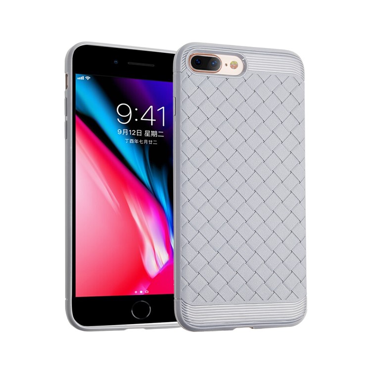 

Woven Pattern TPU Phone Casing for iPhone 8 Plus 5.5 inch - Grey