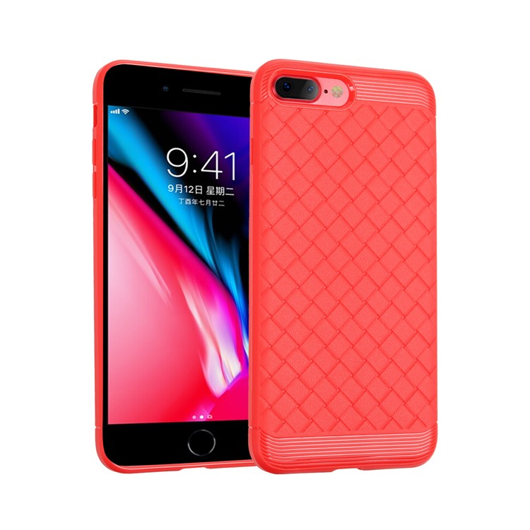 

Woven Pattern TPU Cell Phone Cover for iPhone 8 Plus 5.5 inch - Red