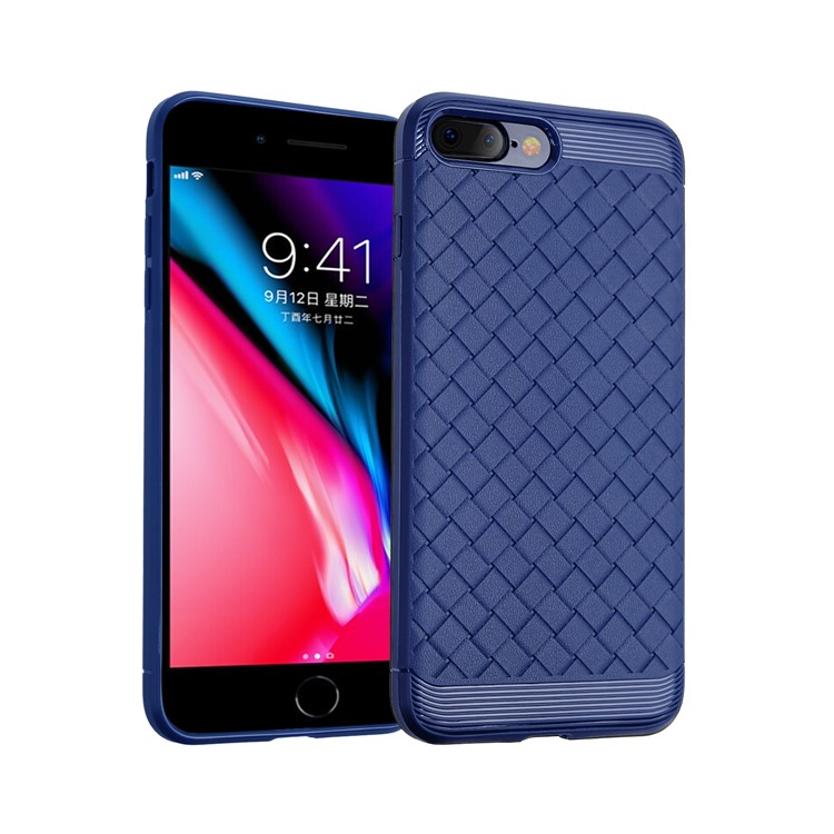 

Woven Pattern TPU Phone Shell for iPhone 8 Plus 5.5 inch - Blue