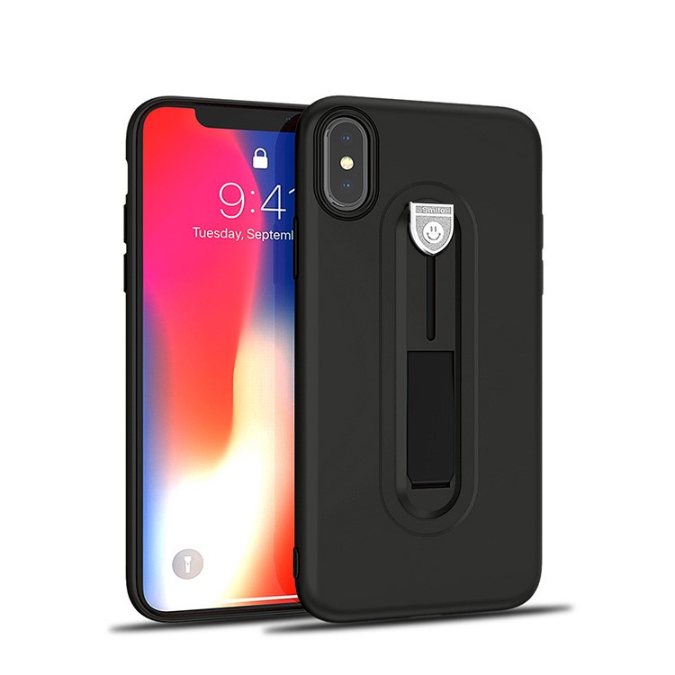 All-wrapped Soft TPU Mobile Casing with Sliding Kickstand for iPhone X/10 - Black-1