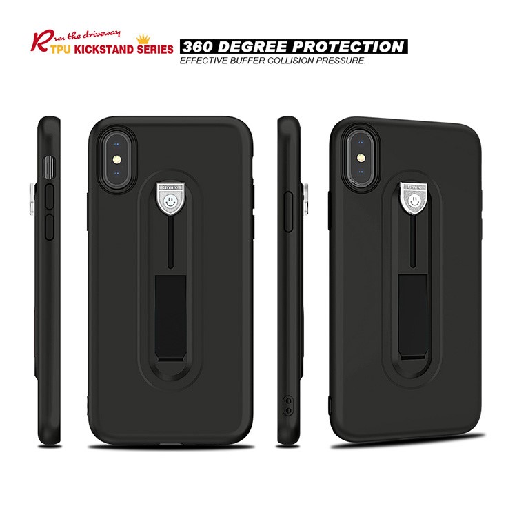 All-wrapped Soft TPU Mobile Casing with Sliding Kickstand for iPhone X/10 - Black-2