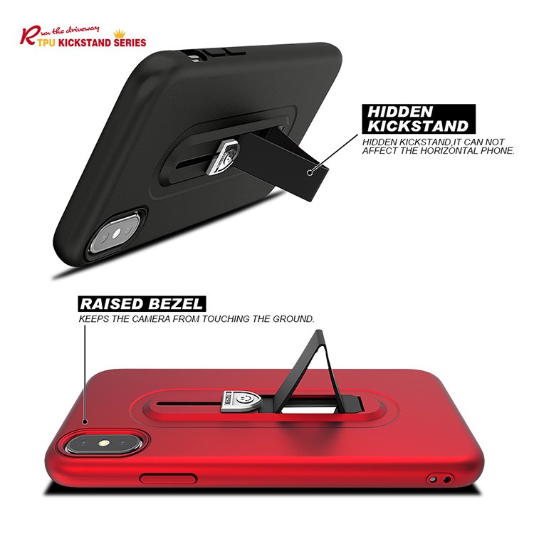 All-wrapped Soft TPU Mobile Casing with Sliding Kickstand for iPhone X/10 - Black-3