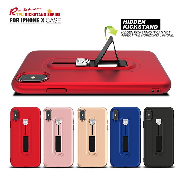 All-wrapped Soft TPU Mobile Casing with Sliding Kickstand for iPhone X/10 - Black-4