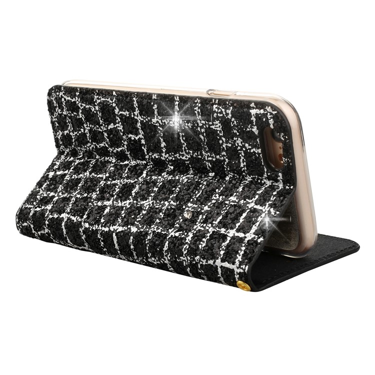 Glitter Sequins Decorated Leather Card Slots Stand Case for iPhone 6s/6 4.7 inch - Black-4