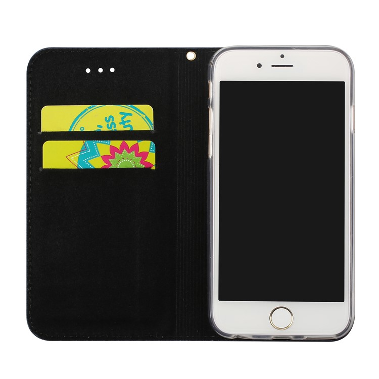 Glitter Sequins Decorated Leather Card Slots Stand Case for iPhone 6s/6 4.7 inch - Black-6