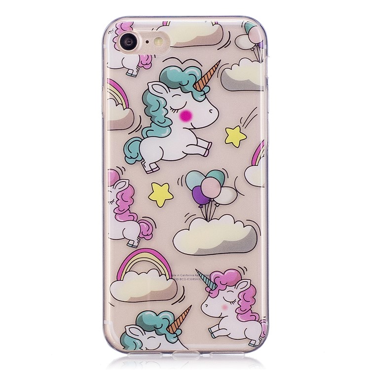 Pattern Printing IMD TPU Case for iPhone 8 / 7 4.7 inch - Cloud and Unicorn-2