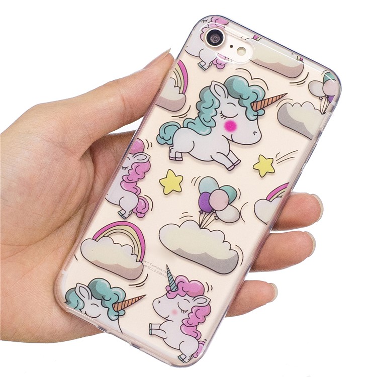 Pattern Printing IMD TPU Case for iPhone 8 / 7 4.7 inch - Cloud and Unicorn-6