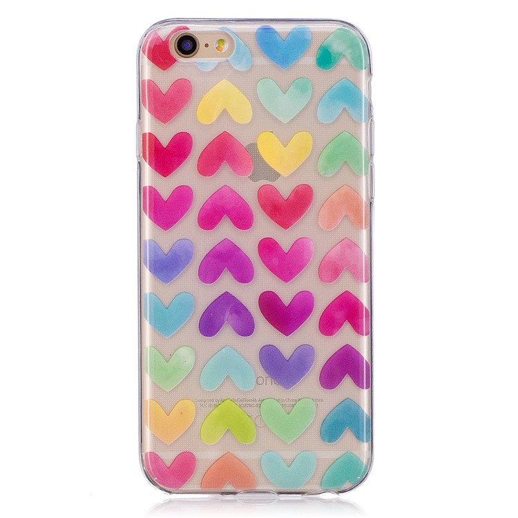 Pattern Printing IMD TPU Gel Cover for iPhone 6s Plus / 6 Plus - Colorful Hearts-2