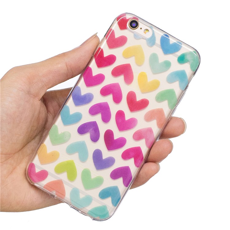 Pattern Printing IMD TPU Gel Cover for iPhone 6s Plus / 6 Plus - Colorful Hearts-6