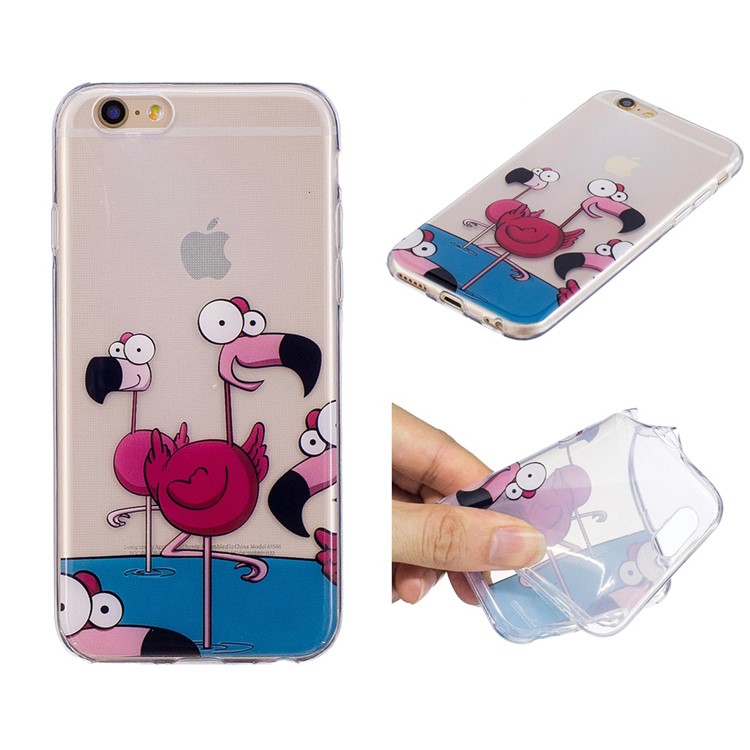 

For iPhone 6s Plus / 6 Plus Pattern Printing IMD TPU Gel Case Accessory - Cartoon Flamingos