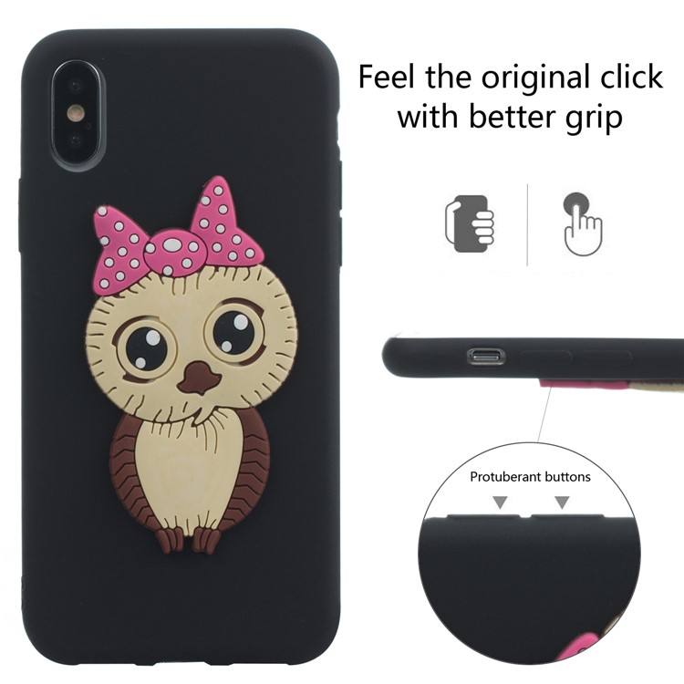Cute 3D Female Owl Patterned TPU Phone Case for iPhone X - Black-2