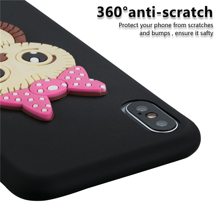Cute 3D Female Owl Patterned TPU Phone Case for iPhone X - Black-3