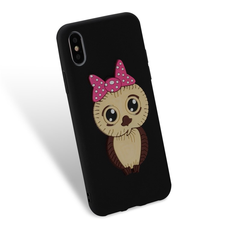 Cute 3D Female Owl Patterned TPU Phone Case for iPhone X - Black-6