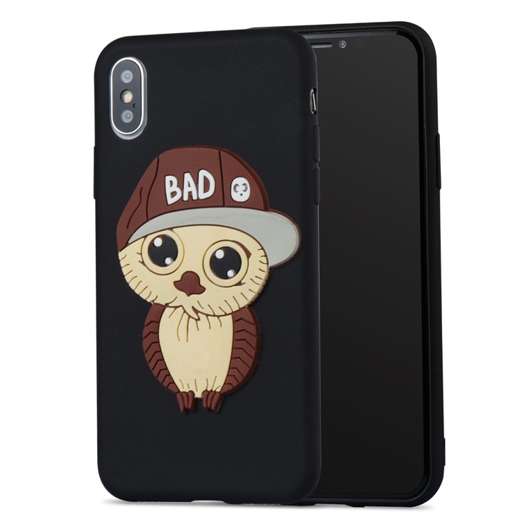 Cute 3D Male Owl Patterned TPU Phone Case for iPhone X - Black-2