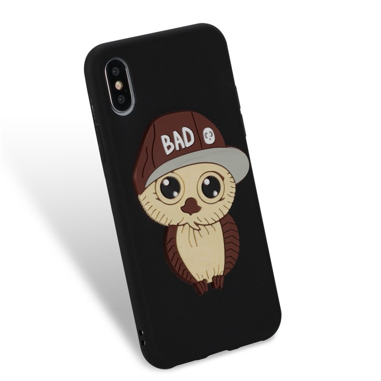 Cute 3D Male Owl Patterned TPU Phone Case for iPhone X - Black-6