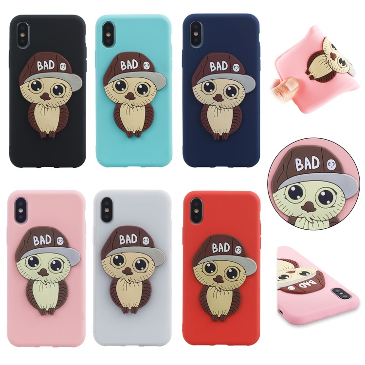 Cute 3D Male Owl Patterned TPU Phone Case for iPhone X - Black-7