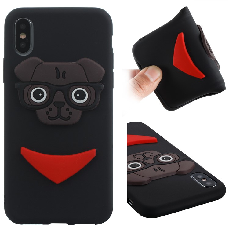 Lovely 3D Dog Pattern TPU Cover Case for iPhone X/10 - Black-1