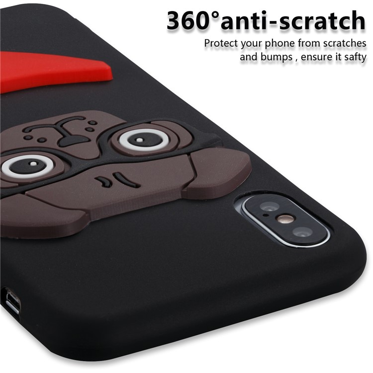 Lovely 3D Dog Pattern TPU Cover Case for iPhone X/10 - Black-2