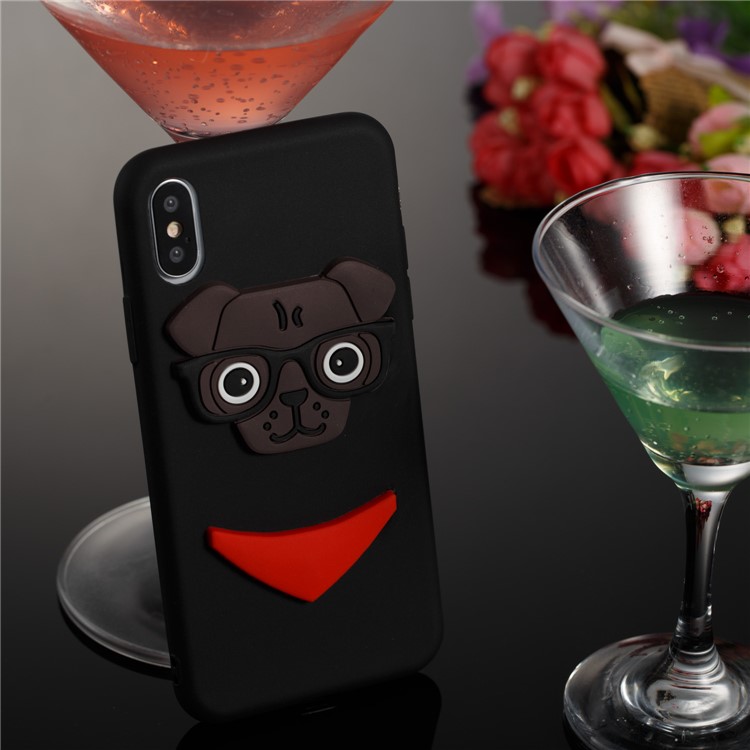Lovely 3D Dog Pattern TPU Cover Case for iPhone X/10 - Black-3