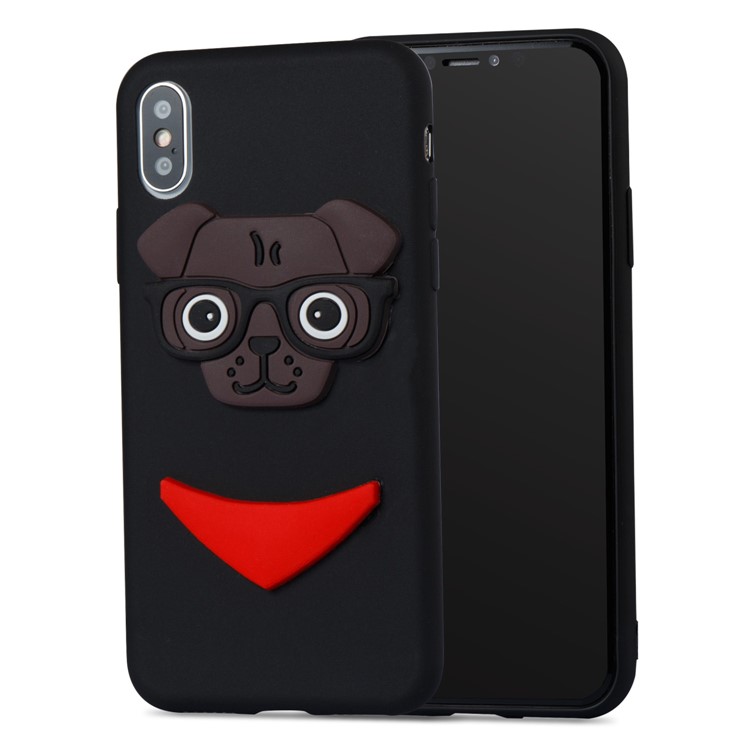 Lovely 3D Dog Pattern TPU Cover Case for iPhone X/10 - Black-4