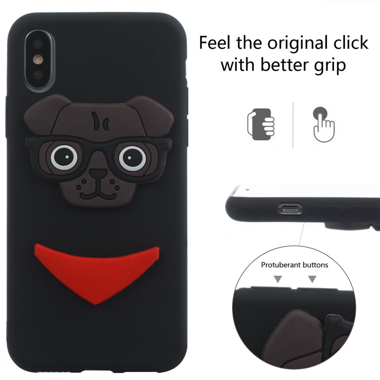 Lovely 3D Dog Pattern TPU Cover Case for iPhone X/10 - Black-6