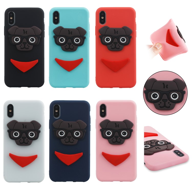 Lovely 3D Dog Pattern TPU Cover Case for iPhone X/10 - Black-7