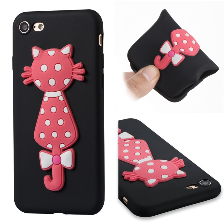 Cute 3D Cat Soft TPU Back Phone Case for iPhone 8 Plus / 7 Plus - Black-1