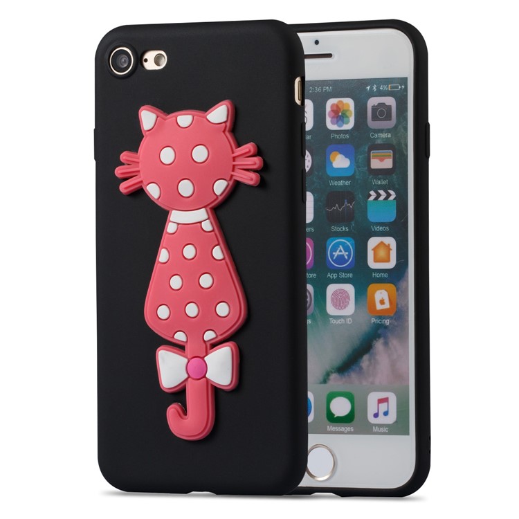 Cute 3D Cat Soft TPU Back Phone Case for iPhone 8 Plus / 7 Plus - Black-2