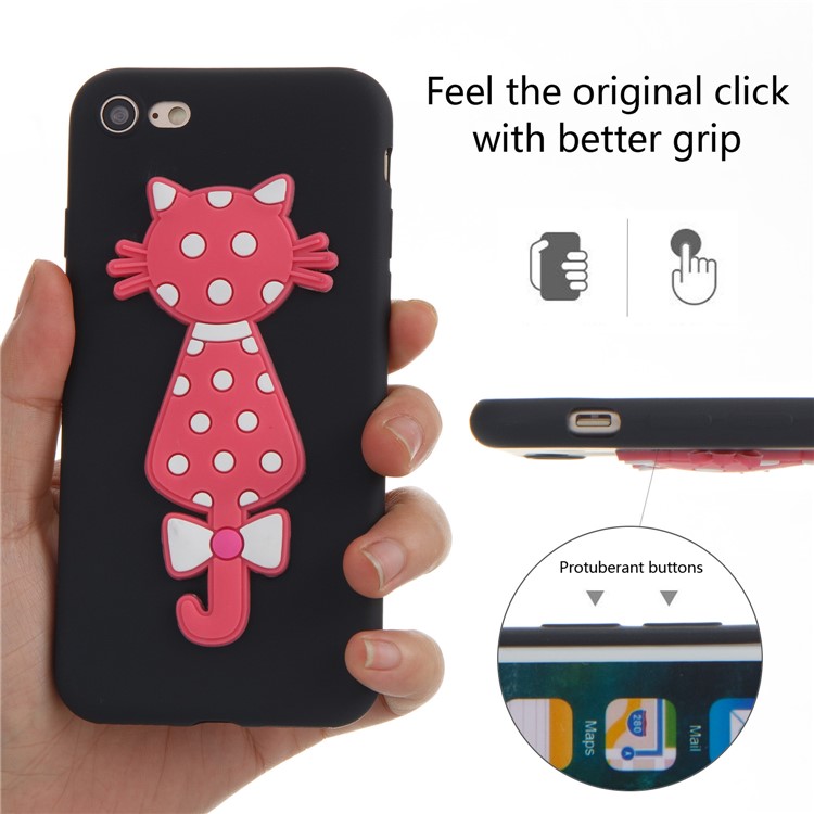 Cute 3D Cat Soft TPU Back Phone Case for iPhone 8 Plus / 7 Plus - Black-6